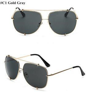 Sunglasses Women Oversized Pilot Retro Big Gold Fr